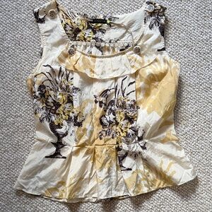 Anthropologie Leifsdottir Yellow and Brown Floral Blouse